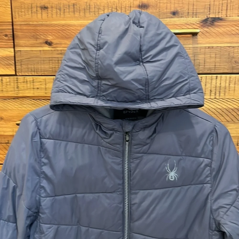 Spyder Full Zip Puffer Jacket Boys Frontier Hooded Long Sleeve